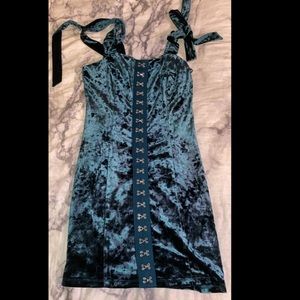Teal velour dress